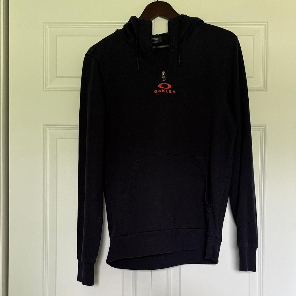 Oakley Dark Blue Hoodie with Orange Emblem